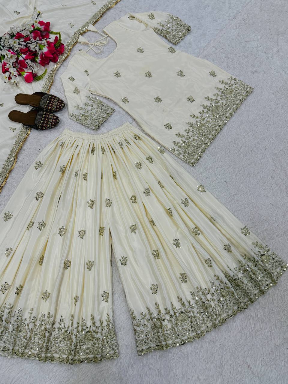 The Cinematic Cream Embellished Suit